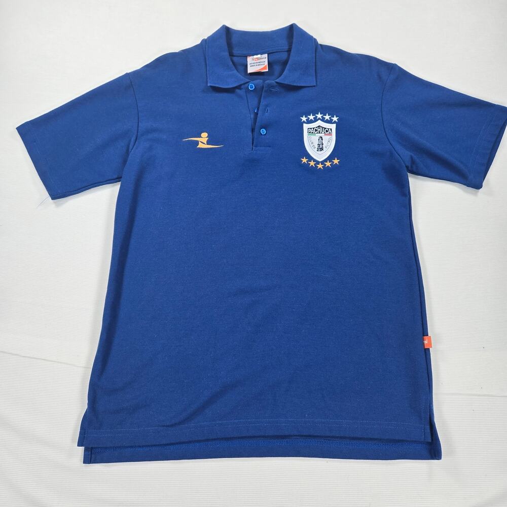 Pachuca FC Short‎ Sleeve Blue Casual Polo Shirt Men's Size Medium